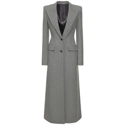 Winter Woolen Gray Coat Fashion Warm Slim Long Sleeve Trenchcoat 10278