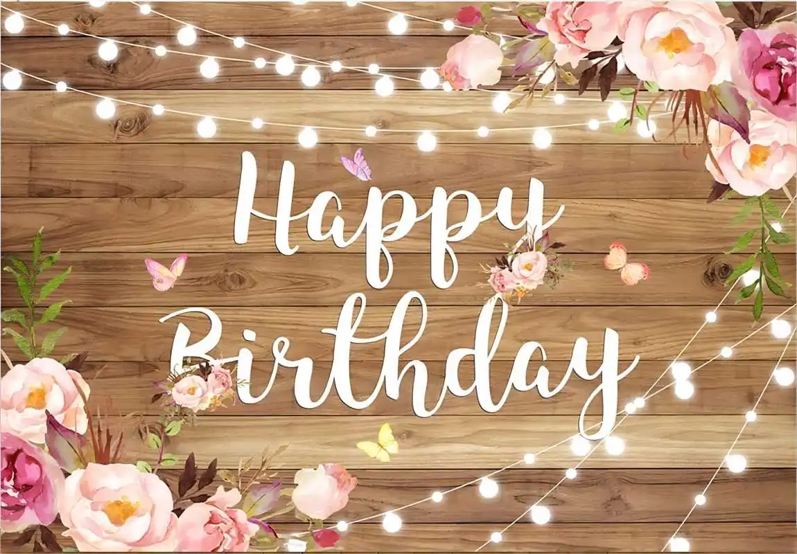 Happy Birthday Backdrop Butterfly Watercolor Flowers Girls Women Photography Background Banner Cake Table Decoration