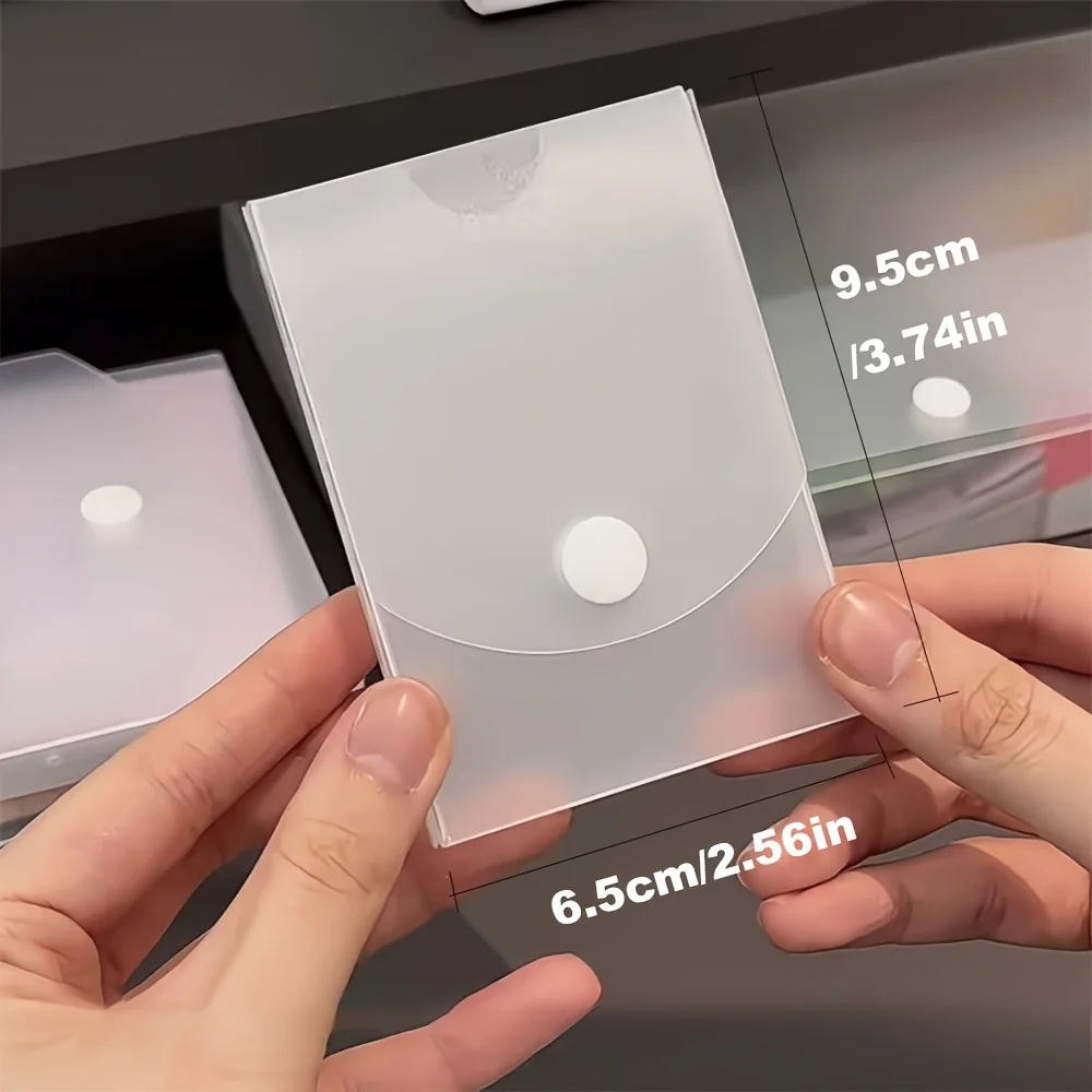 Frosted Desktop Storage Box for Cards &Stickers, Transparent Lid with Rounded Corners, Functional Office Organizer, Card Storage