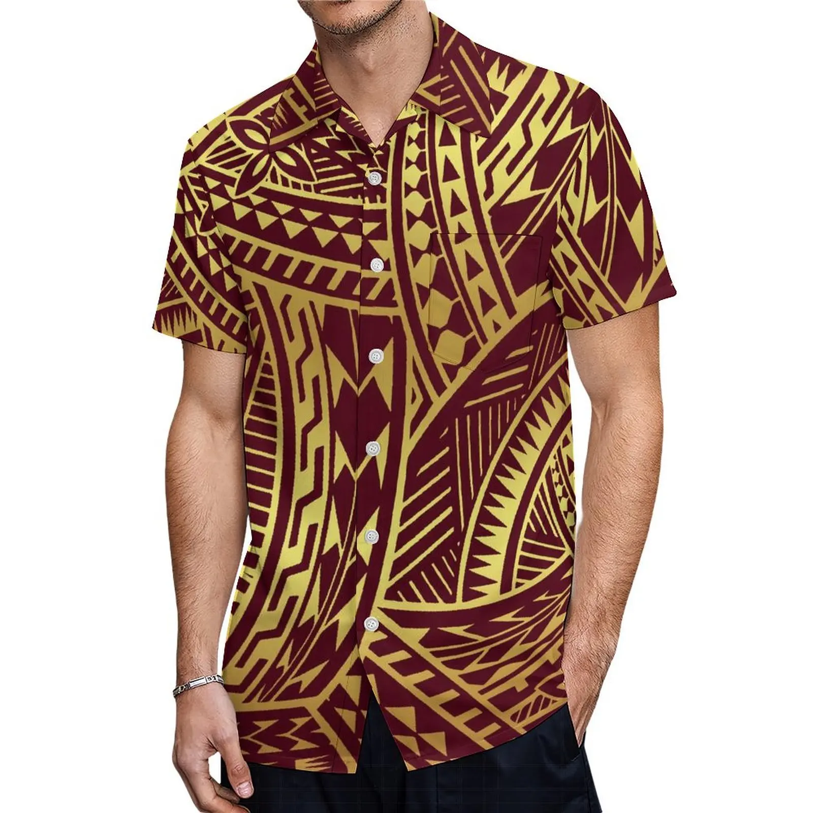 Vestido largo de manga acampanada con cuello redondo para hombre, ropa de pareja polinesiana, camisa con bolsillo, samoana personalizada, verano, nuevo