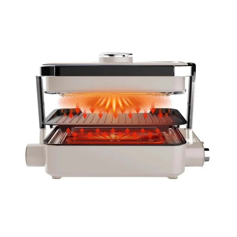 Electric BBQ Grill Pan for Outdoor Use Detachable Design French Language Temperature Control Non-Stick PTFE for Household Use