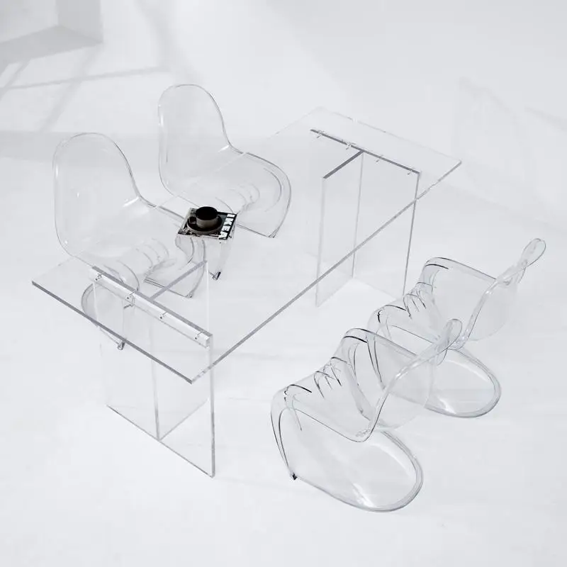 

Acrylic modern simple transparent table Home island desk Bedroom desk Office negotiation table Living room dining table