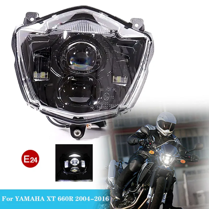 

E24 Motorcycle Headlight For YAMAHA XT660R 2004-2016 XT 660 XT660 R High Low Beam DRL IP67 Front LED Light Headlamp Assembly