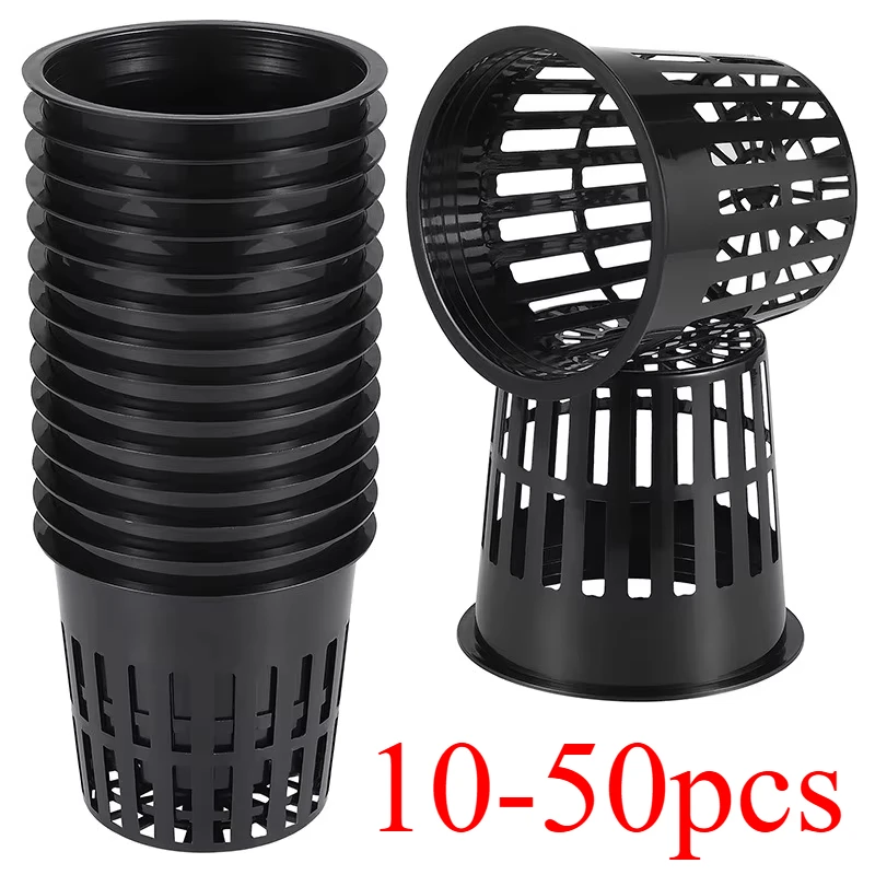 Macetas de red de alta resistencia de 3 pulgadas, tazas hidropónicas, tazas de red de malla ranuradas para jardín, macetas de red para vivero de plantas para hidroponía ranurada