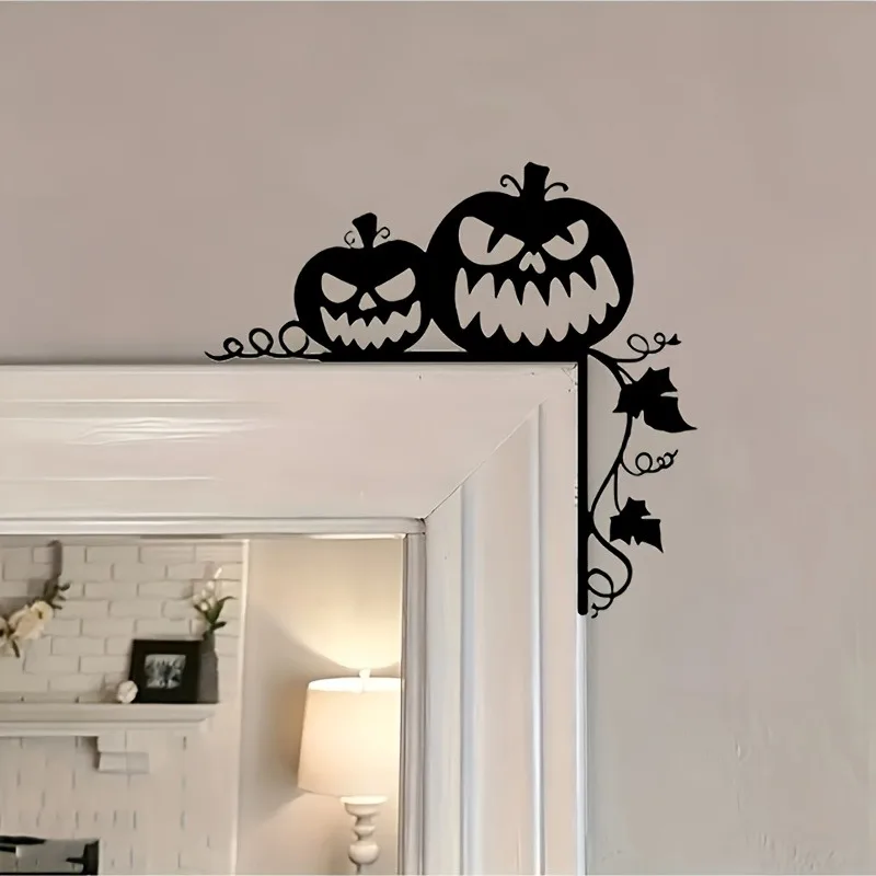 CIFBUY Iron Wall Art Spooky Pumpkin Silhouette Ornament No Drilling Door Frame Decor For Home Living Room Porch Indoor Outdoor