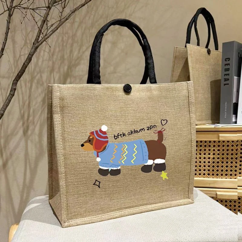 Polarshe Personalized Linen Textured Tote Bag Custom Made Words Or Patterns Handbag for Women Ideal Gift for Wedding Birthday