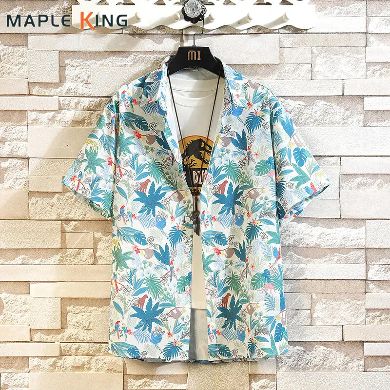 Summer Tropical Coconut Tree Printed Hawaiian Shirts for Men Short Sleeve Loose Men's Floral Shirt Holiday Beach Mens Shirt 5XL