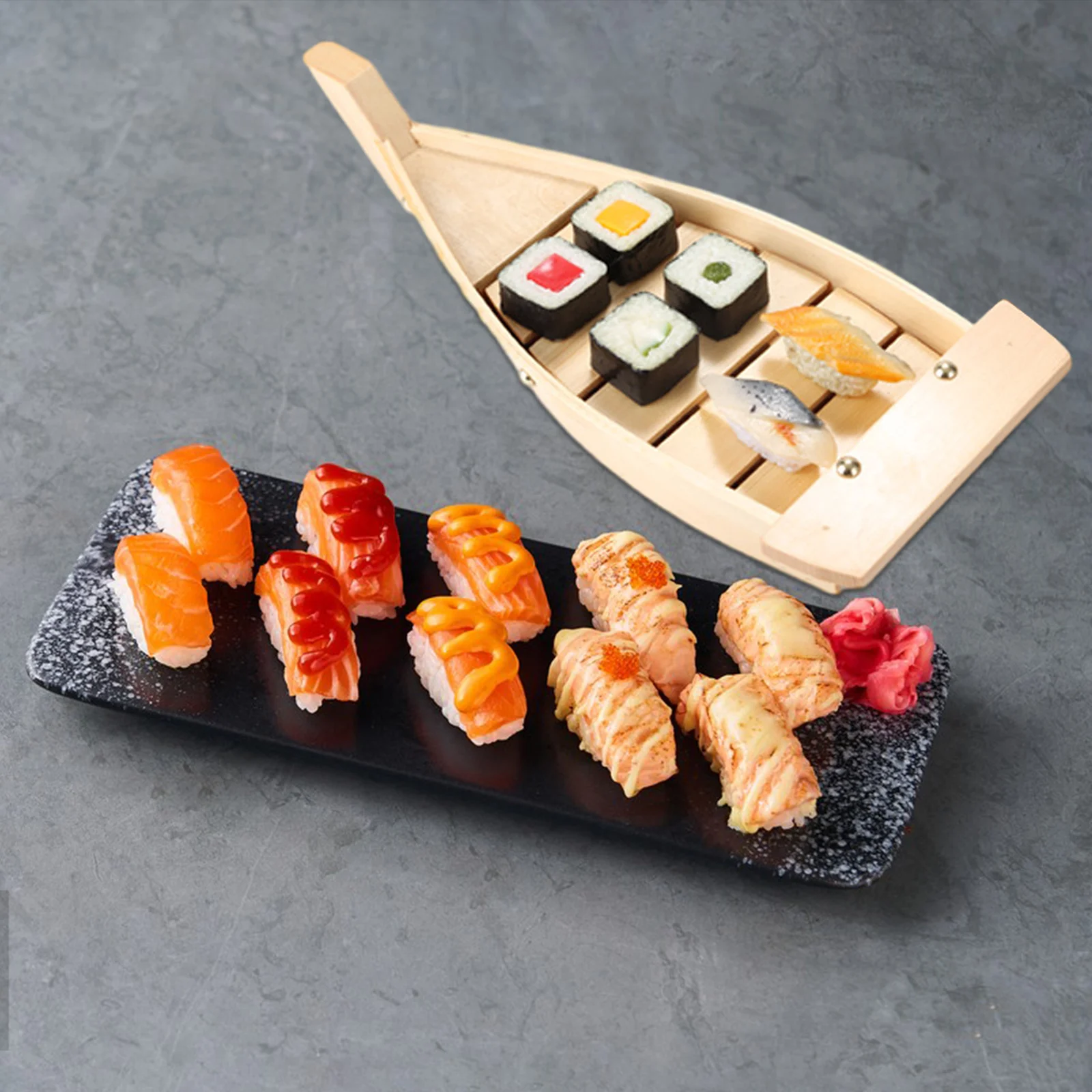 

Wooden Sushi Plate Boat Shaped Dish Japanese Style Snack Tray Serving Dish Premium Material Practical Restaurants Hotels