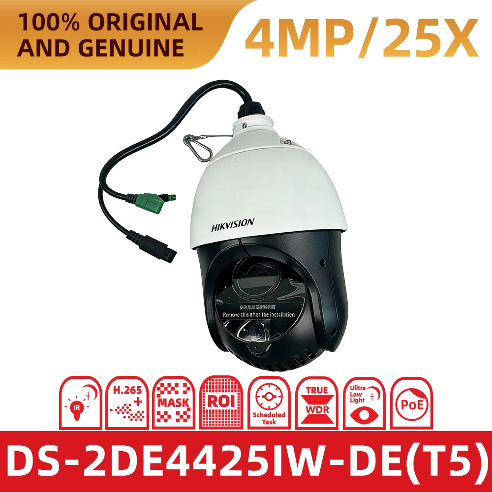

Hikvision Original DS-2DE4425IW-DE(T5) 4MP 25X PTZ Camera DarkFighter 100m IR AcuSense POE Speed Dome CCTV Camera Outdoor