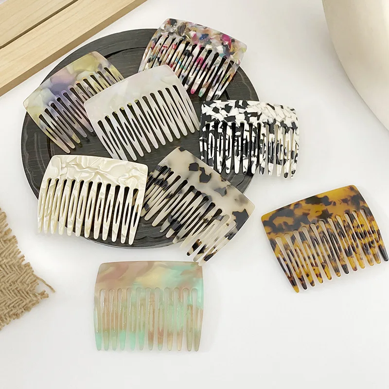 Fashion Decorative Comb Cellulose Acetate Wide Tooth Comb Non Slip Ponytail Fork Comb 12 Teeth Comb Hair Jewelry