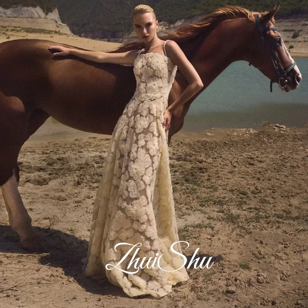 

ZHUISHU Flowers Evening Dresses Wedding Line A Women's Prom Dress 2025 Custom Made Elegant Party Dresses Luxury Sleeveless Woman