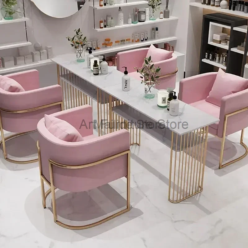 Mesas de uñas individuales personalizadas nórdicas, MESA DE MANICURA doble, salón de belleza moderno, muebles de salón simples, mesa de manicura