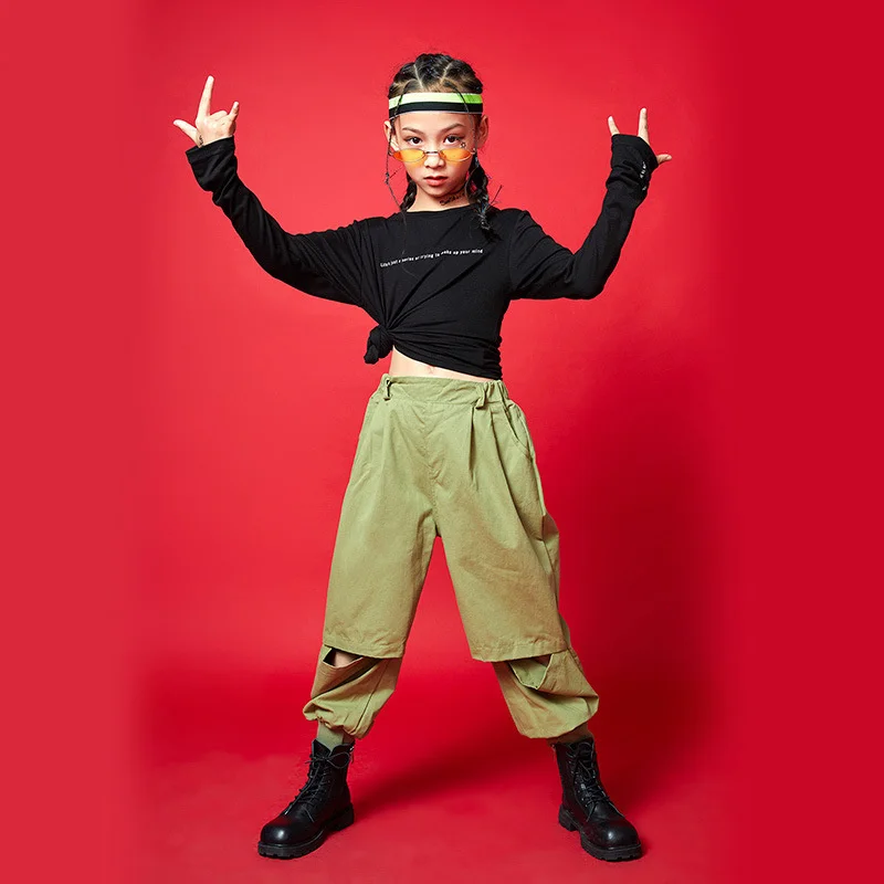 Children's hip-hop trend hip-hop dance set girls' jazz dance clothes fashion girls' fashion brand children's spring performance