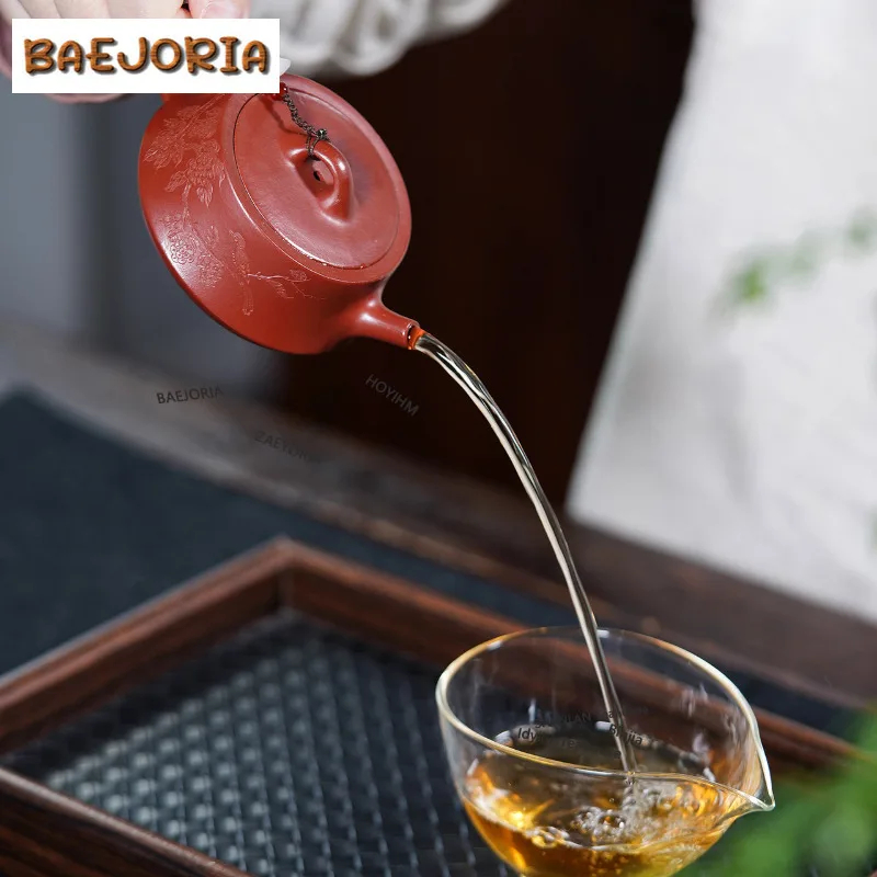 BAEJORIA 150ml Retro Yixing Purple Clay Teapots Handmade Plinth Pot Raw Ore Dahongpao Mud Kettle Chinese Zisha Tea Set Gifts