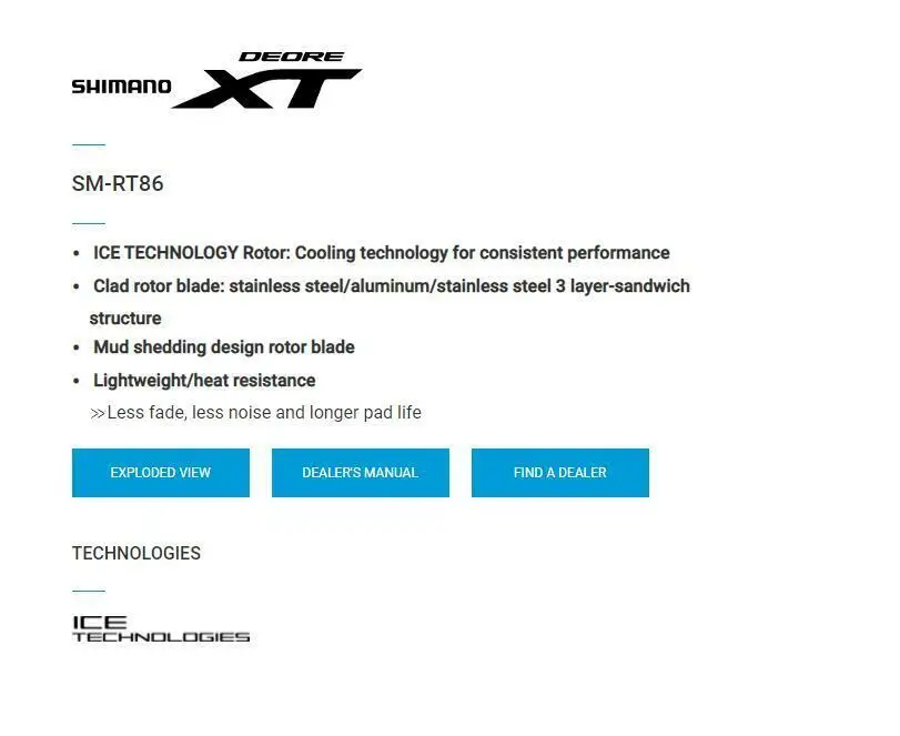 Shimano SM-RT86 Disc Brake Rotor 160mm 180mm 203mm S/M/L Ice Point Technology-OE