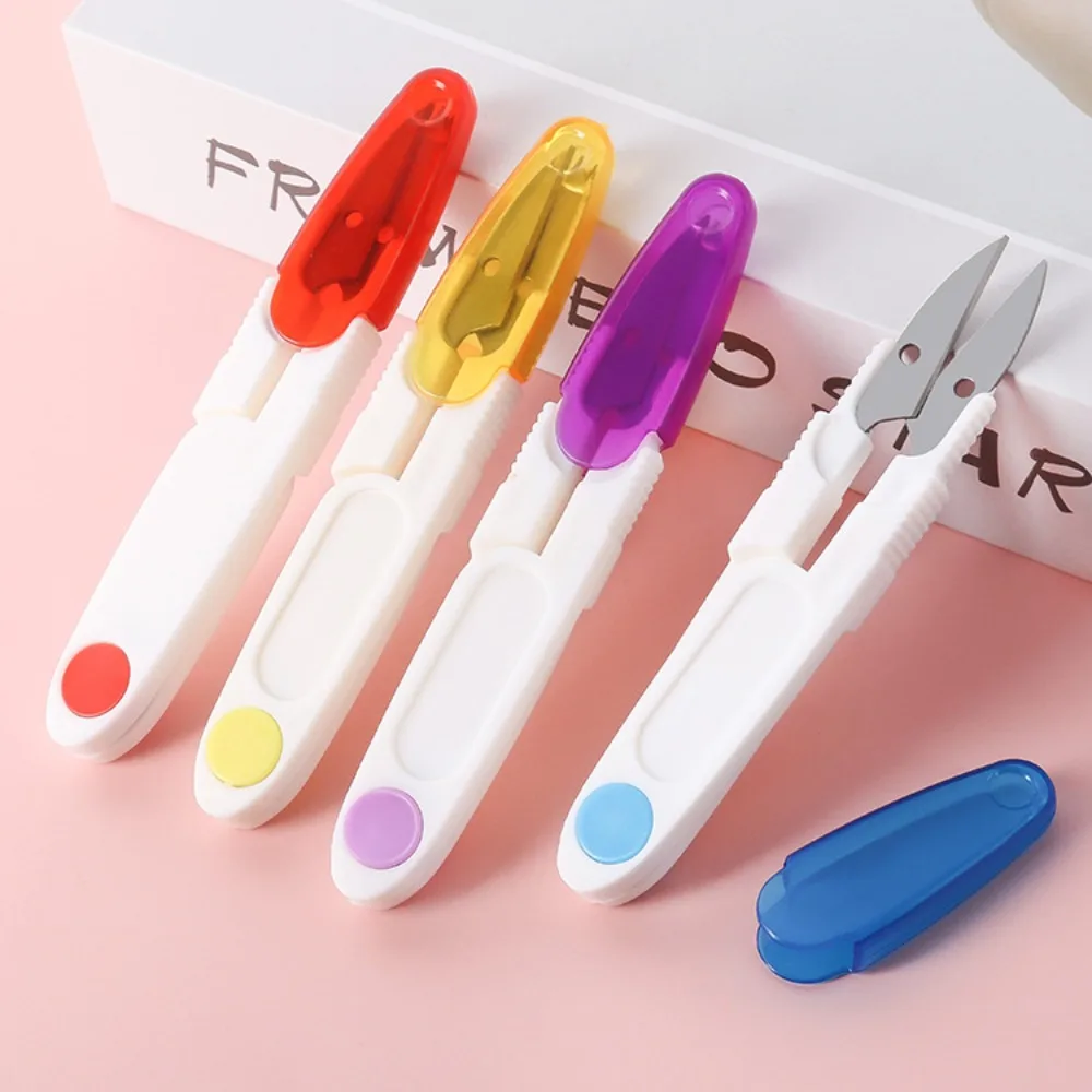 New Stainless Steel U-Shaped Small Scissors Transparent Tape Covers Trimming Thread Ends Burrs Automatic Rebound Scissors Home