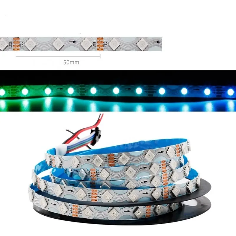 1-5m WS2815 S Shape Bendable Individually Addressable Pixel LED Strip DC12V 60LEDs/m 5050 SMD Dream Color RGB White PCB