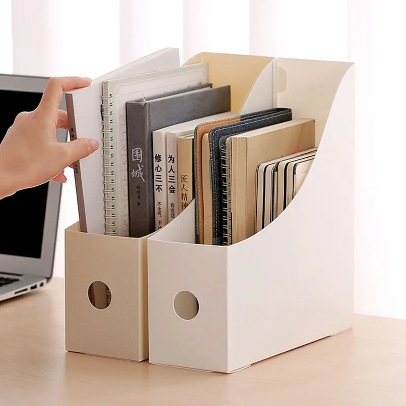 Home Office Storage Thick Plastic Container Bookshelf Simple Foldable File Box Book Stand Student Desktop Accessories Organizer