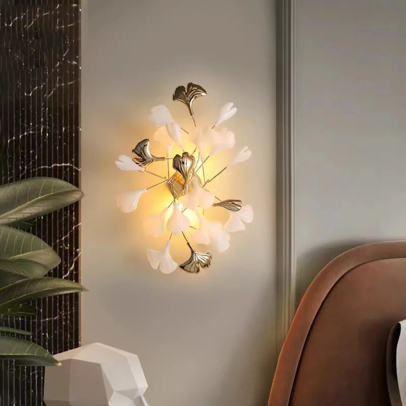 

Nordic wall lamp Ginkgo leaf guest room home decoration bedroom kitchen restaurant wall lamp indoor lighting