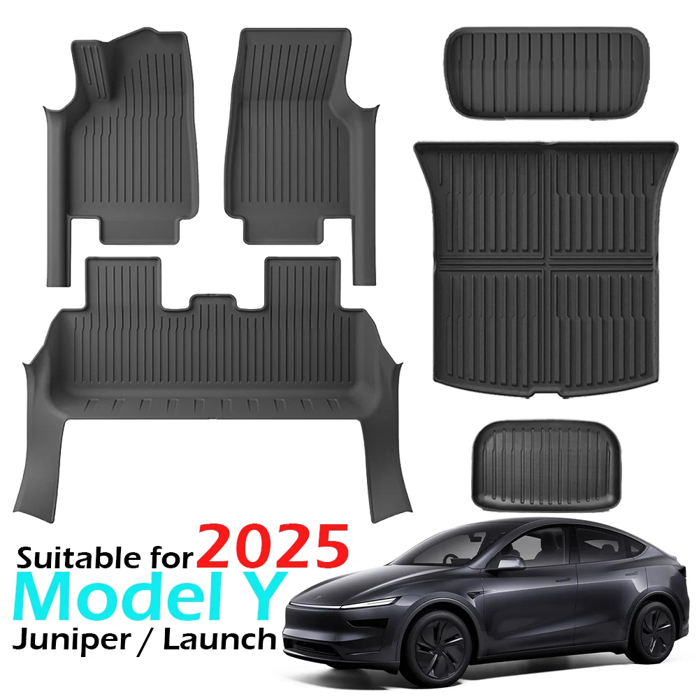 

Floor Mats With Door Sill Protection Strip For Tesla Model Y Juniper 2025 2026 All-weather Floor Cargo Liner Trunk Backrest Pad