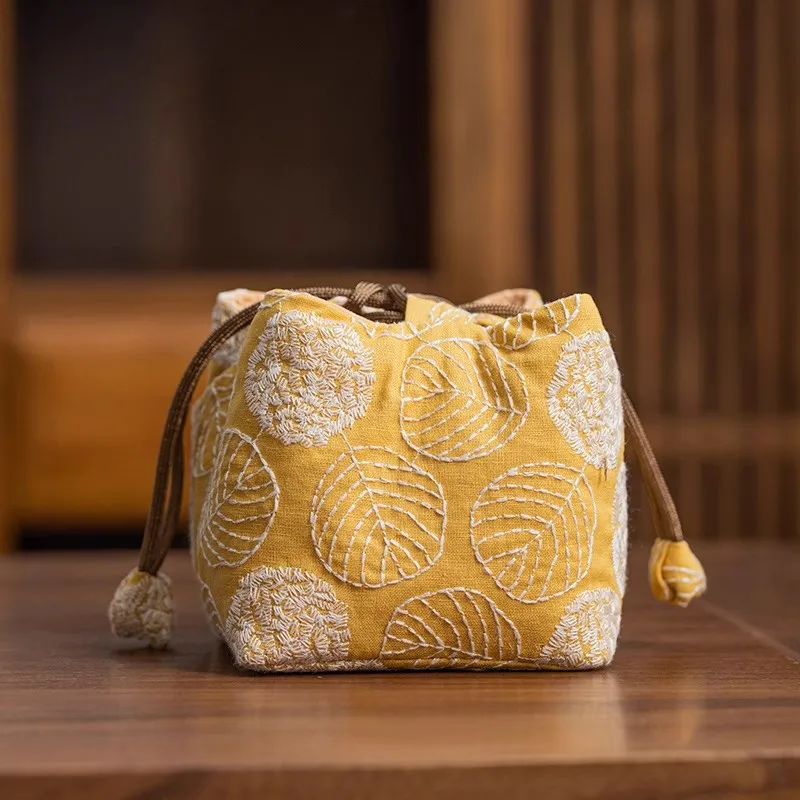 

Сумка для хранения чайного сервиза из хлопка и льна в китайском стиле - утолщенная противоударная сумка для чайника/быстрой чашки Zisha, портативный чехол для переноски