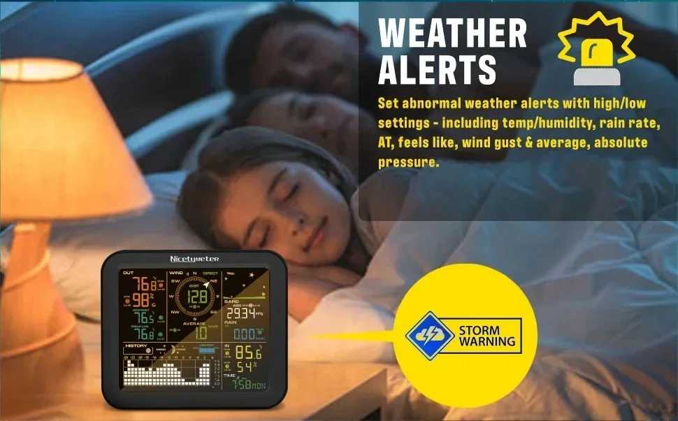 محطة الطقس اللاسلكية 2025/HEDAO مع 5000 تخزين البيانات محطة الطقس الاحترافية 5 في 1 للاستخدام الداخلي والخارجي