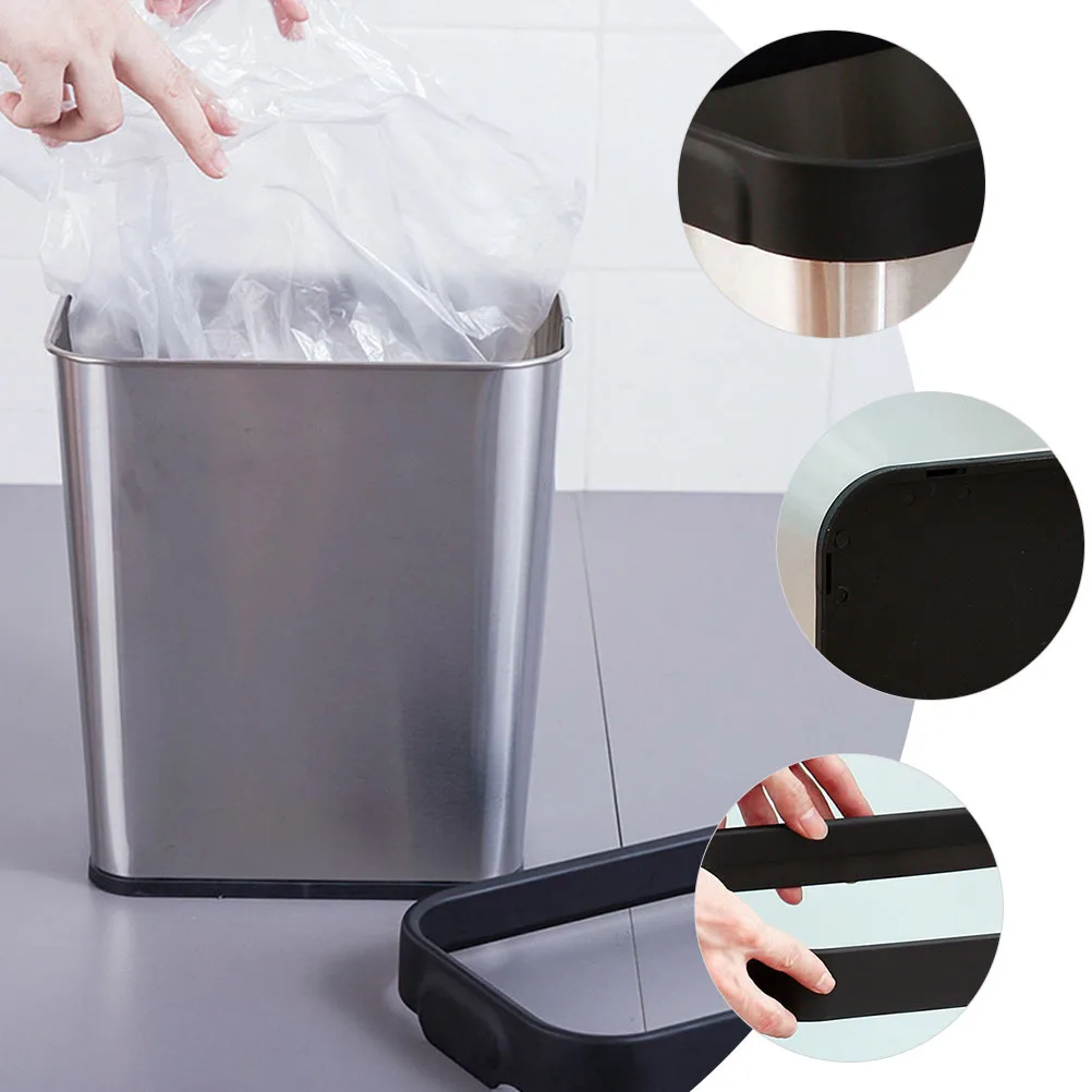 

Stainless Steel Trash Can Rectangle Rubbish Bin Pressing Ring For Home Office Hotel Coffee Shop Waste Organizer