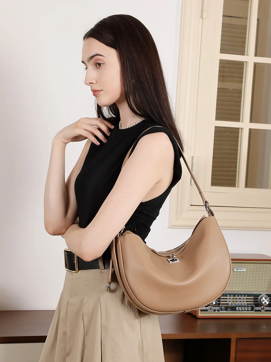 

Новая натуральная женская сумка, нишевый дизайн, модная повседневная женская корейская сумка на плечо, универсальная женская сумка из натуральной кожи