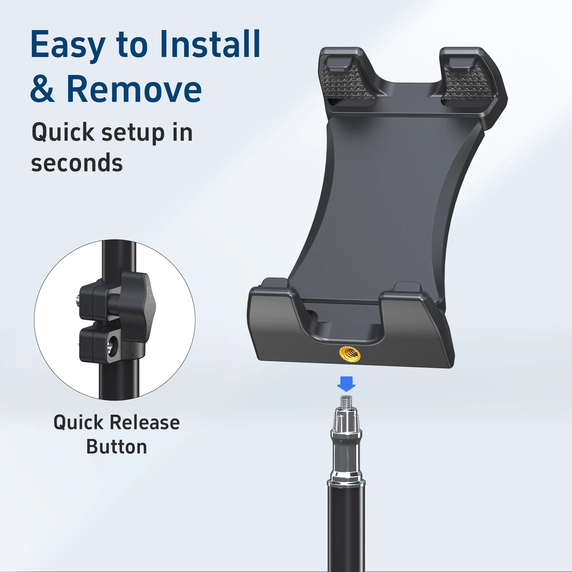 Floor Tripod Tablet Phone Mount Stand 1/4 Screw Height Adjustable Recording Bracket Tablet Holder for Video Recording Navigation