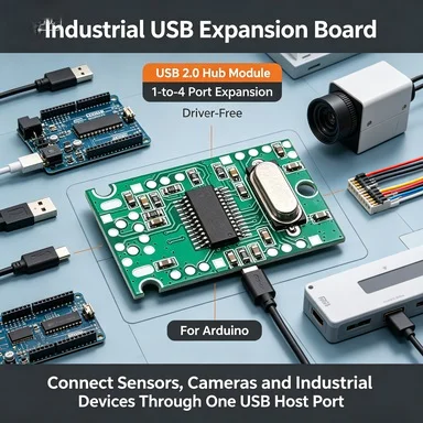 10Pcs Industrial Grade USB 2.0 1-to-4 Hub Module, Driver-Free Expansion Board for Development