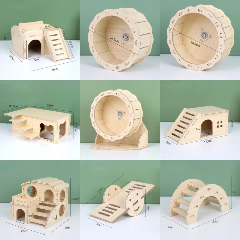 Nueva Villa de Madera para Hámster, Fácil de Instalar, Duradera, Columpio, Accesorios para Jaula, Juguete para Escalar para Hámster, Artículos para Mascotas