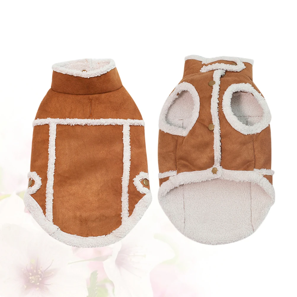 

Brown Size L Suede Fabric Dog Jacket England Style Fashion Pet Clothes Durable Long-Lasting for Small Dogs Dog Clothes