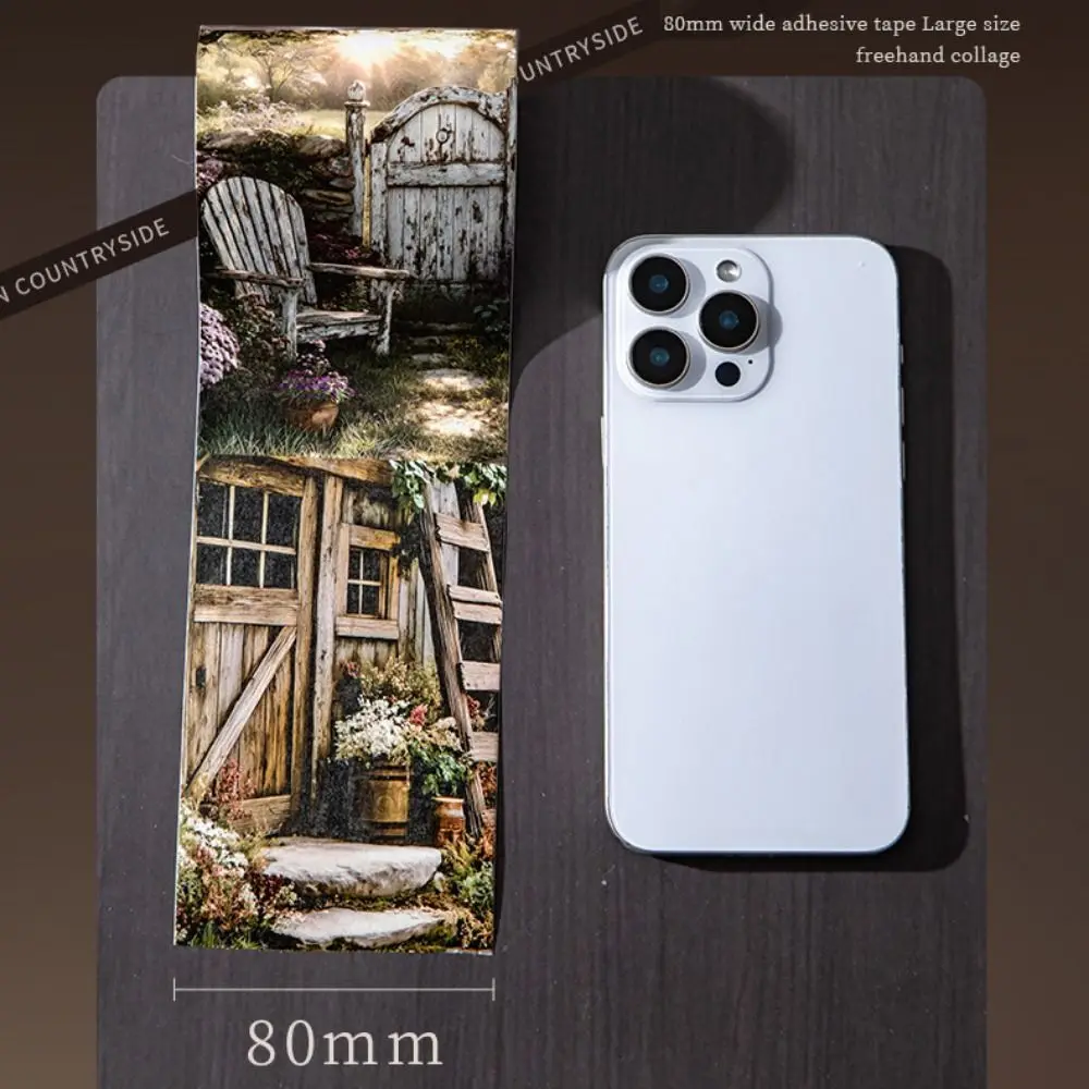 Afternoon Countryside Rural Landscape Adhesive Tapes Adhesive Backing Retro Decorative Sticker Scrapbooking DIY Sticker