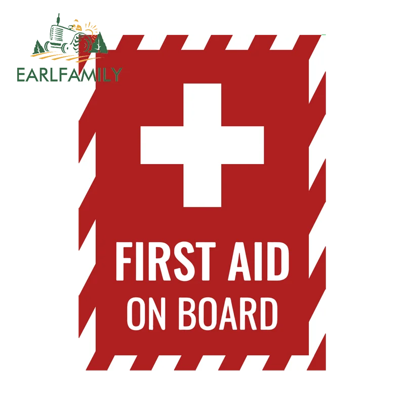 EARLFAMILY First Aid Car Stickers Eye-Catching Amusing Motorcycle Helmet Decals Sunscreen Vinyl PVC SUV Decoration Accessories