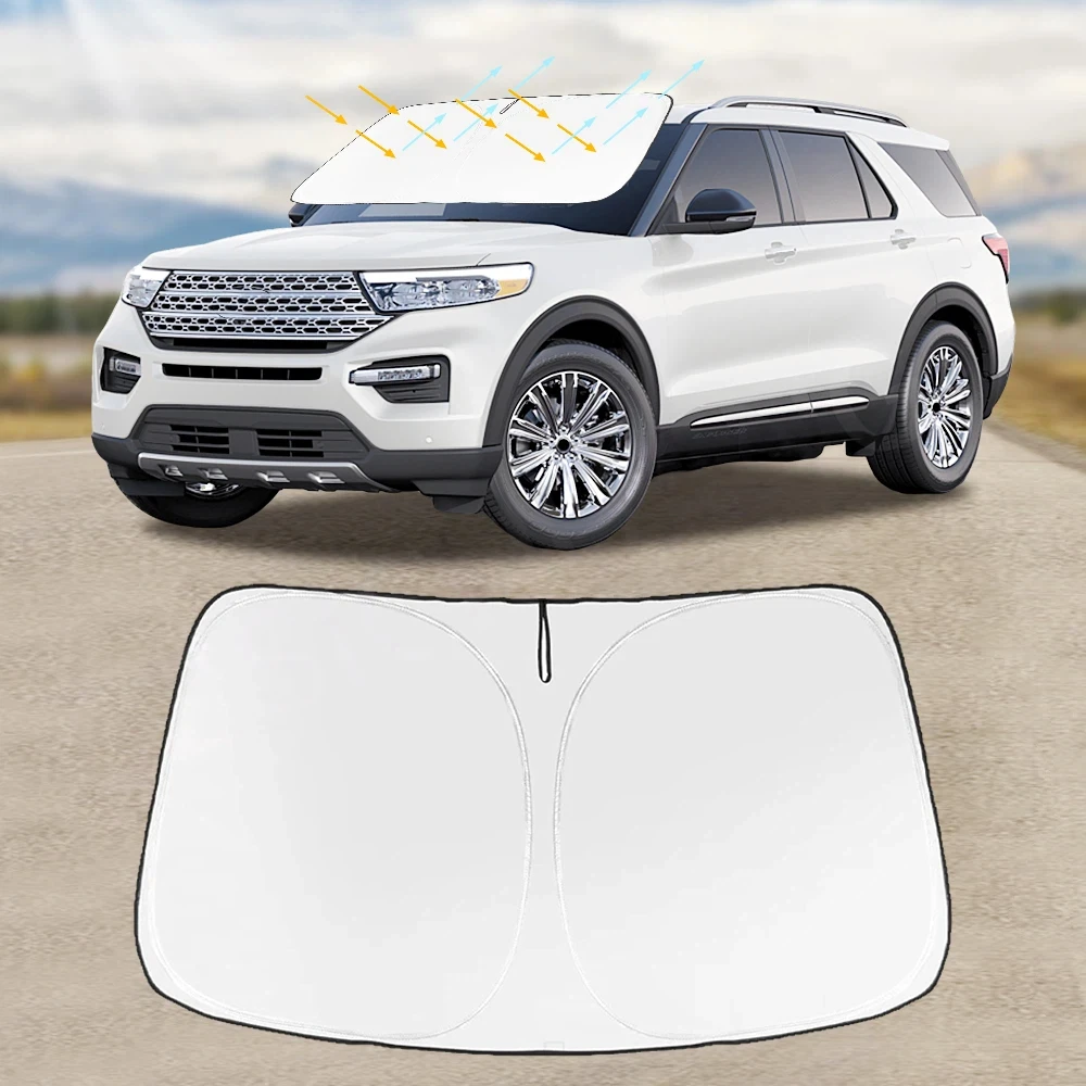 

Car Windshield Sun Shade Covers Visors Auto Front Window Sunscreen For Ford Explorer 2020-2022 2023 2024 Sunshade Accessories