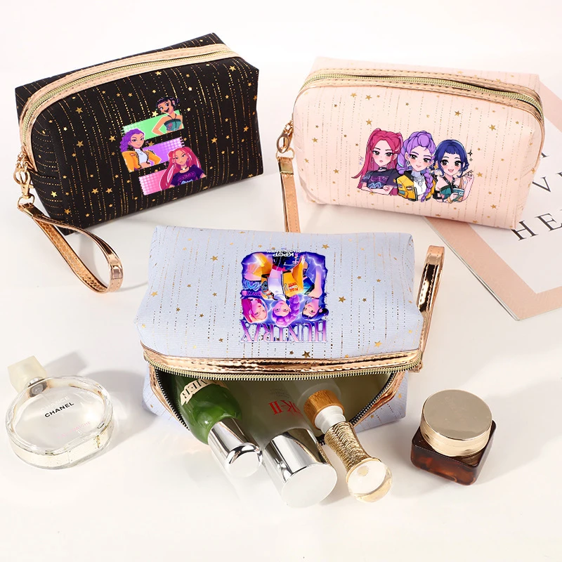 

KPop Demon Hunterss Makeup Bag Woman Large Capacity Cosmetic Bags Girl Travel Portable Grooming Bag Cute Storage Bag Anime Gifts