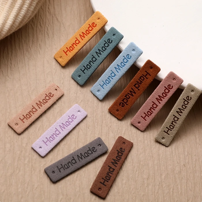 20 Stück/Lot PU-Leder Handgemachte Etiketten Bunte Nähetiketten für DIY-Bastelarbeiten Taschen Handarbeiten Dekoration Hüte Taschen Kleidungszubehör – Detail 2