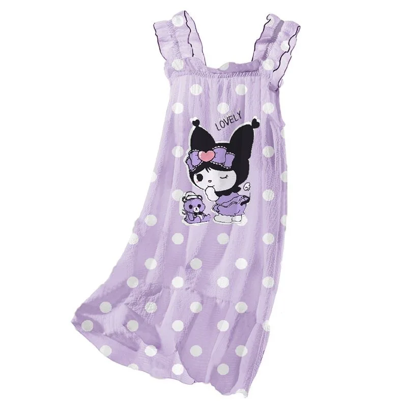 

Cute Sanrio Kuromi Pajamas for Women My Melody Nightgown Lightweight Sleep Dress Cinnamoroll Soft Sleepwear Girl Casual Clothes