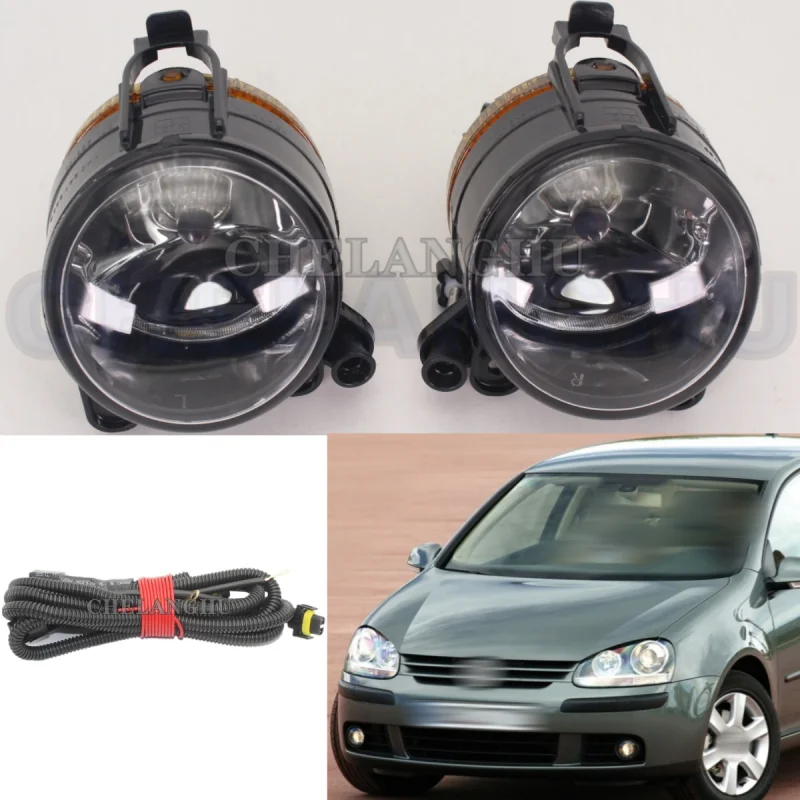 

Pair Front Bumper Fog Lights Lamp With Bulbs + The Wire For VW Golf 5 A5 MK5 2004 2005 2006 2007 2008 2009