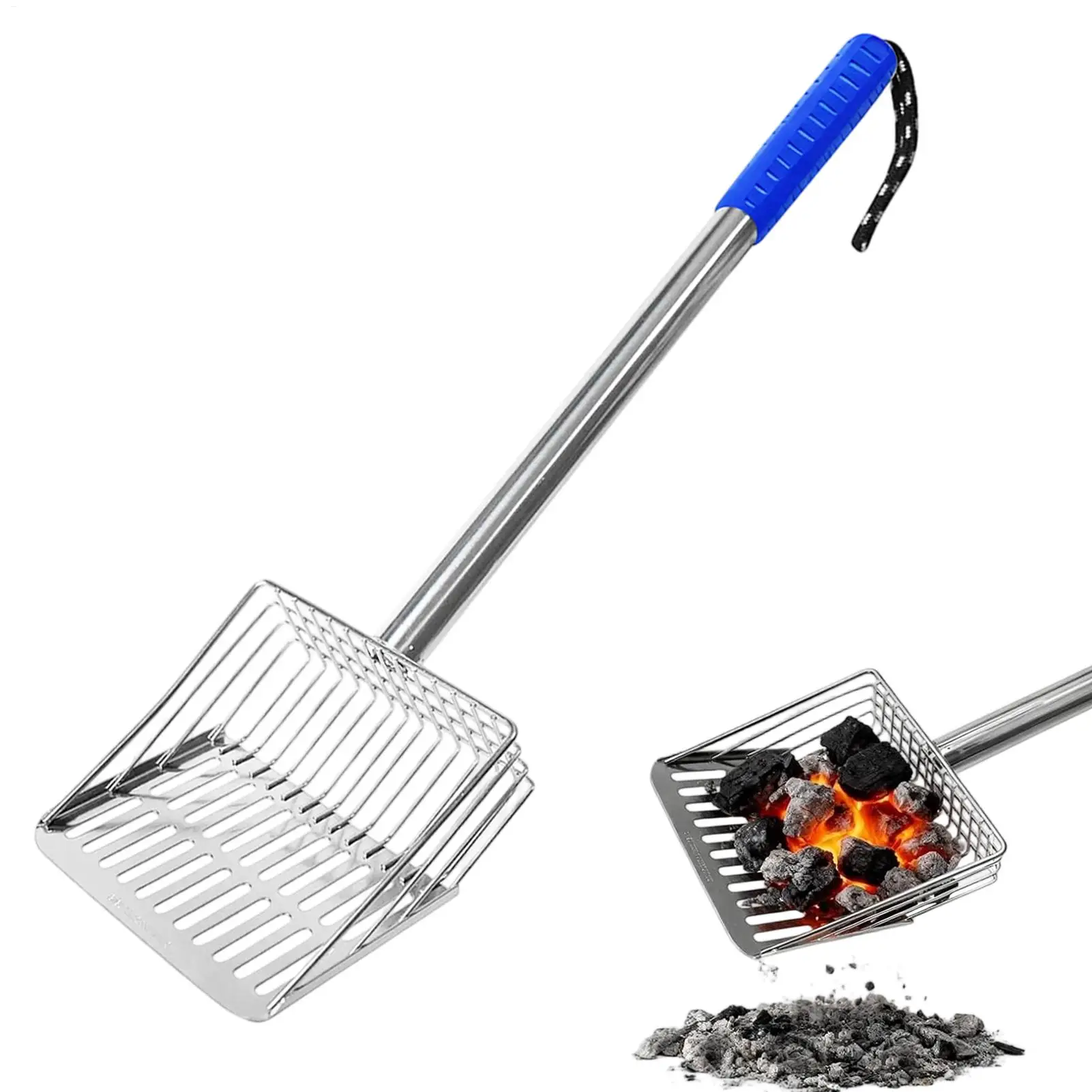 Ash Sifter Shovel Hollow Out Stove Fire Pit Sifter With Long Handle Fireplace Shovel For Outdoor Garden Camping Backyard BBQ