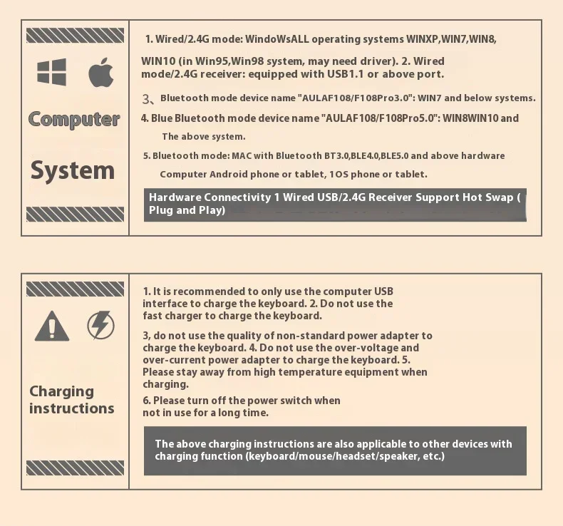 Aula F108pro Mechanical Keyboard 3-mode Wireless GASKET Structure Gaming Keyboard Customized RGB Backlit Mechanical Keyboard