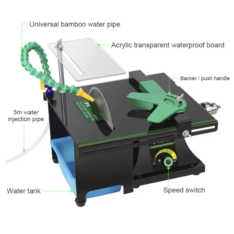 1850W 1950W 220V Desktop Mini Table Saw Polishing Machine Jade Stone Engraving Grinding Cutting Drilling Punching All-In-One
