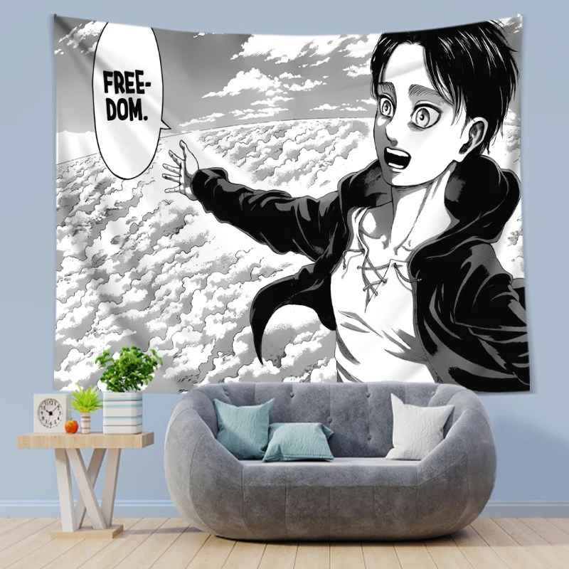 Eren Yeager Freedom Manga Poster Wall Art Kawaii Anime Attack On Titan Print Canvas Gallery Wraps Ready To Hang Decor Tapestry