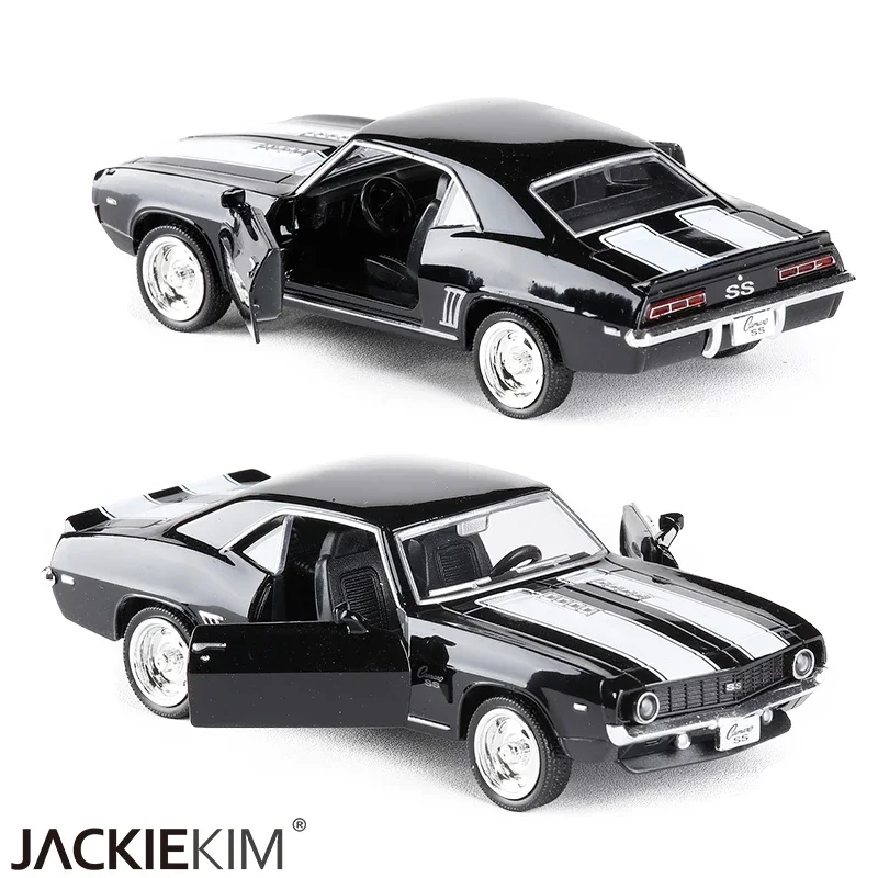 MaKeda1:36 Chevrolet USA 1969 Camaro SS Vintage Matte Black Diecast Metal Car Model Toy For Collection Gift Kids