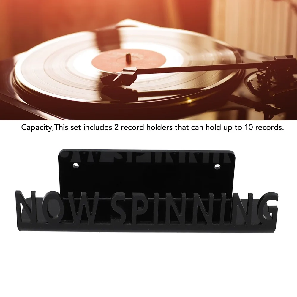Vintage Black Record Display Stand Acrylic 17.8x4.5x3.1cm Vinyl Record Holder Wall Mount Record Shelf Music Lovers
