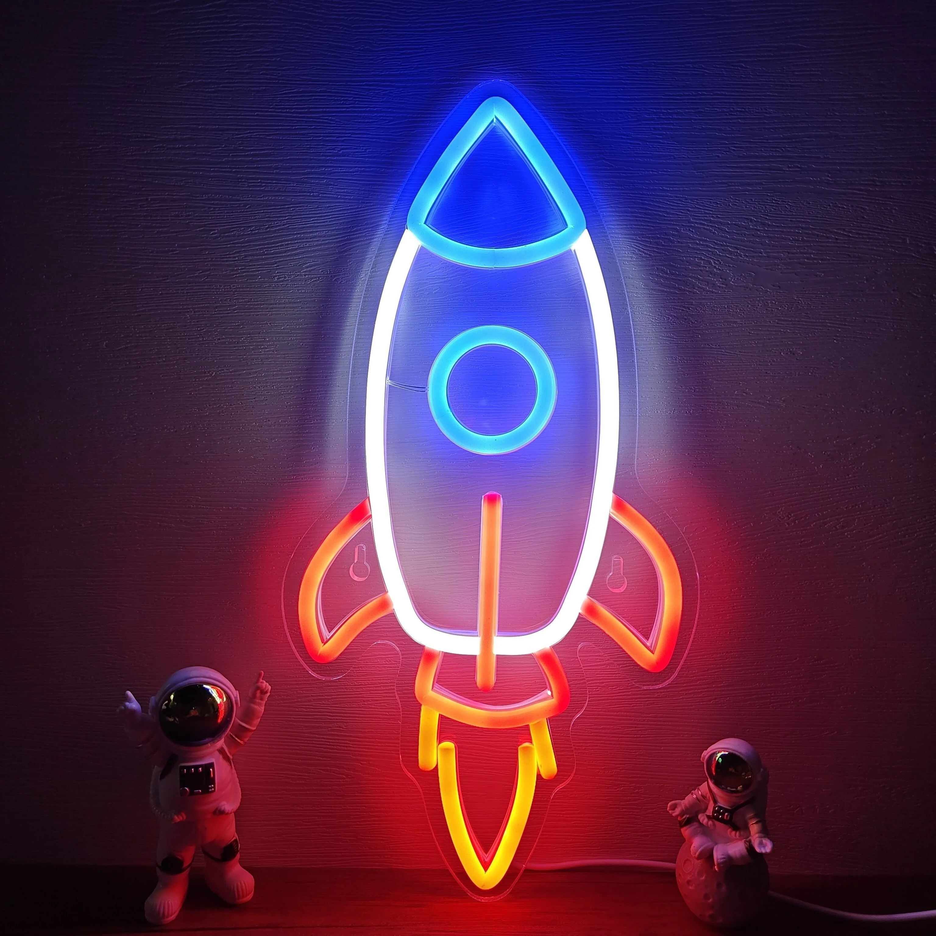 Rocket Neon Sign, USB Powered LED Wall Hanging Light, Plastic Material, Switch Control, Bedroom Party Games