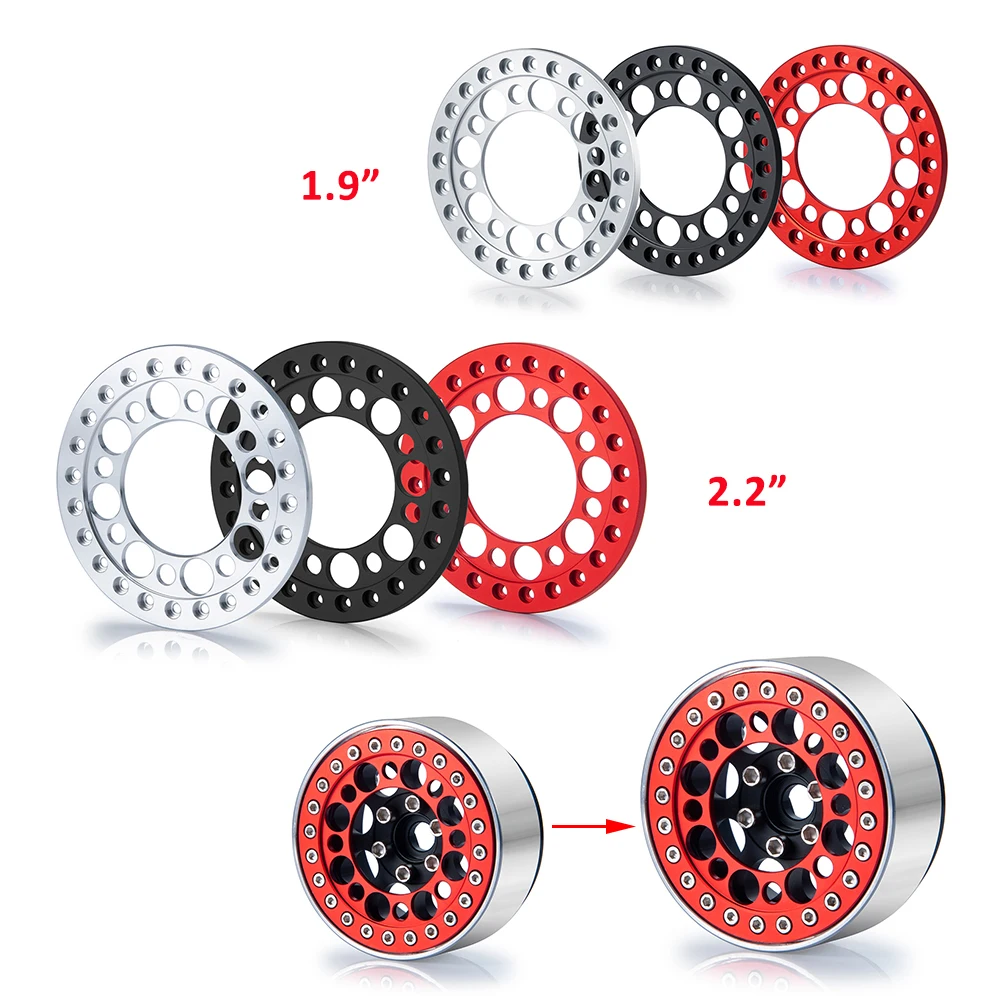 YEAHRUN 4PCS RC Car Wheel Rings for 1.9 & 2.2 Beadlock Wheels Rim 1/10 RC Crawler Axial SCX10 90046 Wraith 90018 TRX4