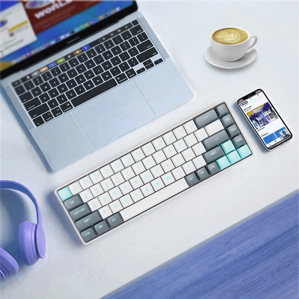 Darkflash Bluetooth Mechanical Keyboard 2.4G Wireless Type-C Wired 68 Keys PBT Material Mechanical Feeling Gaming Keyboard