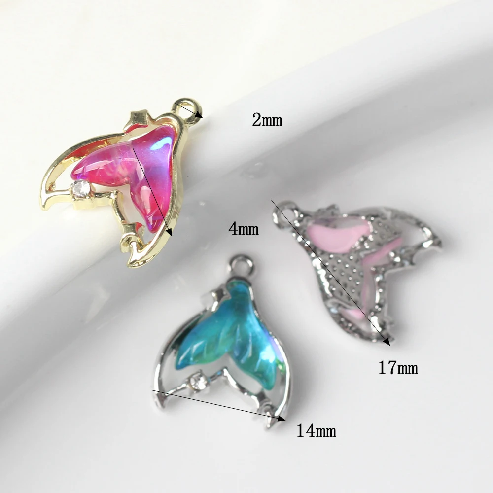 10Pcs Fashion Blue Whale Fish Tail Shape Pendant For DIY Bracelet Necklaces Jewelry Earring Making Accessories Handmade Craft