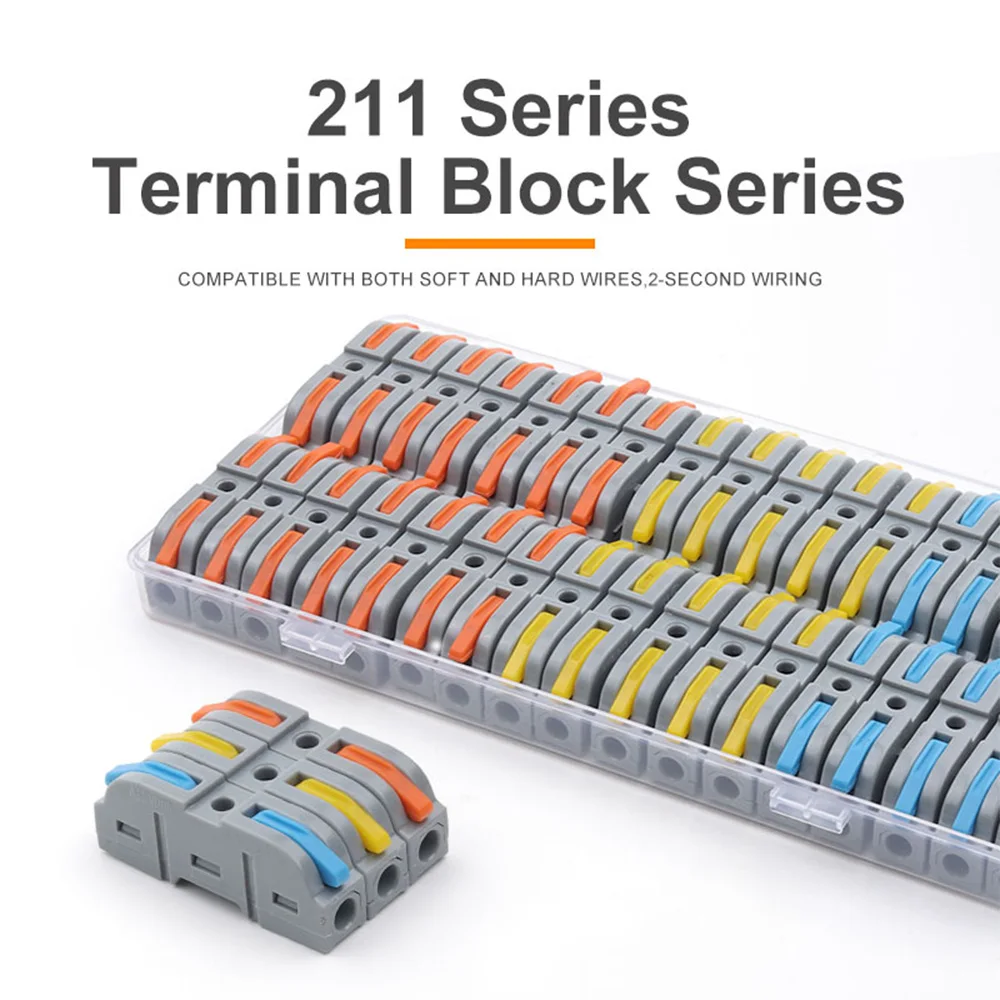 25/34PCS Fast Lever Electrical Cable Wire Connectors Boxed And Bulk Universal Splitter Push-in Terminal Block Home Junction Box